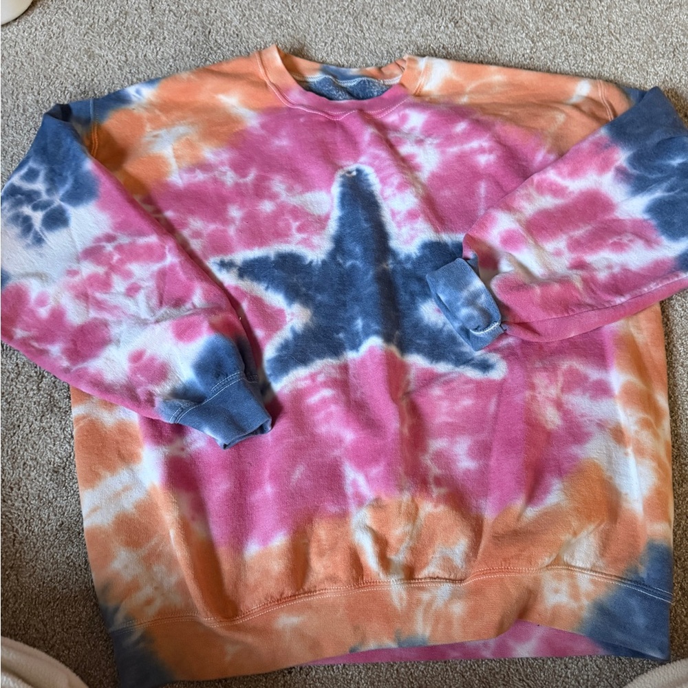 Urban Outfitters Tie-Dye Star Sweatshirt - Pink, Orange, Blue